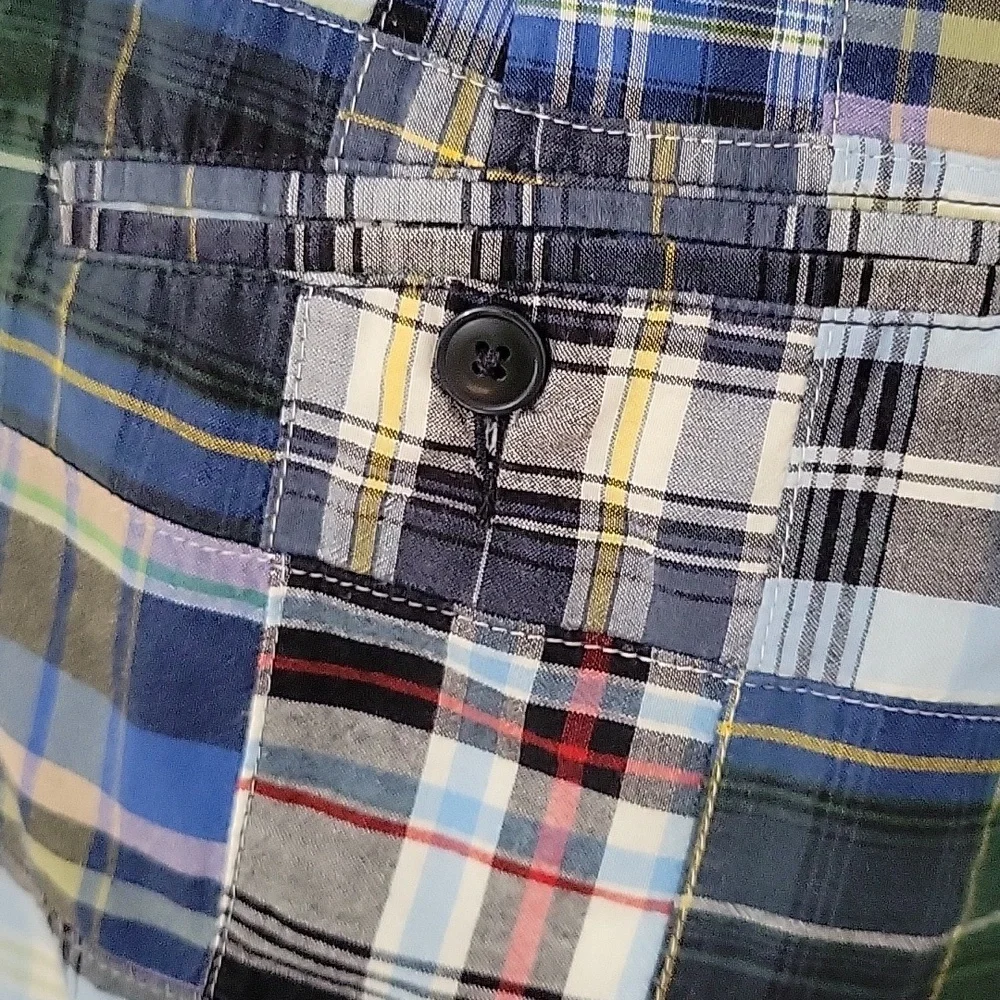 J. Crew Men's Blue Plaid Patchwork Shorts, Size 38